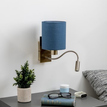 Brilagi - LED Aplique flexible NUBILA 1xE27/25W/230V+ LED/3W latón/azul oscuro