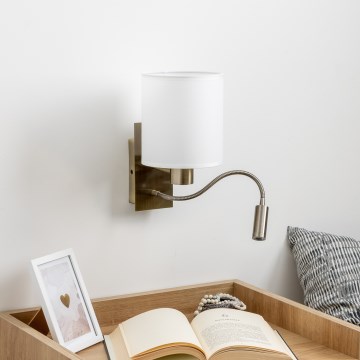 Brilagi - LED Aplique flexible NUBILA 1xE27/25W/230V + LED/3W latón/blanco