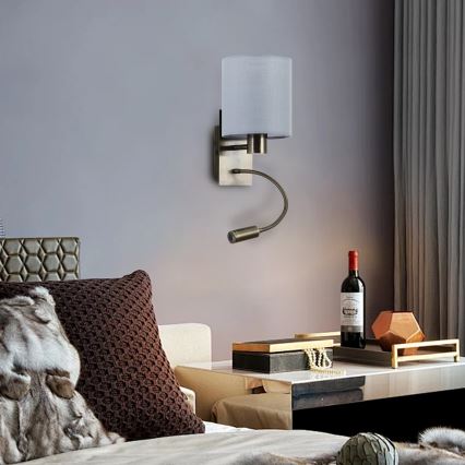 Brilagi - LED Aplique flexible NUBILA 1xE27/25W/230V + LED/3W latón/color crema