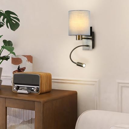 Brilagi - LED Aplique flexible NUBILA 1xE27/25W/230V + LED/3W latón/color crema