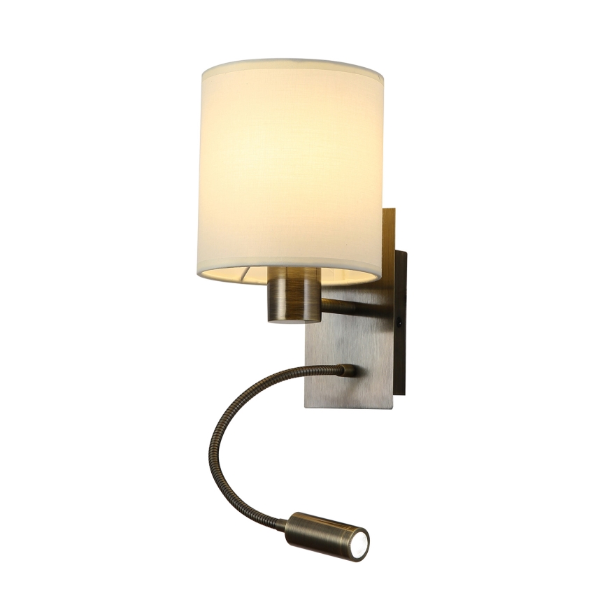 Brilagi - LED Aplique flexible NUBILA 1xE27/25W/230V + LED/3W latón/color crema