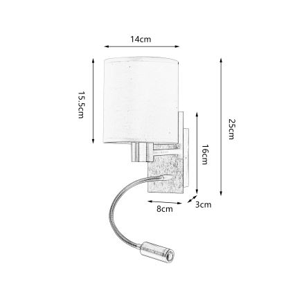 Brilagi - LED Aplique flexible NUBILA 1xE27/25W/230V + LED/3W latón/color crema