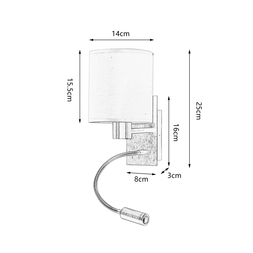 Brilagi - LED Aplique flexible NUBILA 1xE27/25W/230V + LED/3W latón/color crema