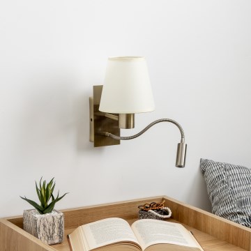 Brilagi - LED Aplique flexible NUBILA 1xE27/25W/230V + LED/3W latón/color crema