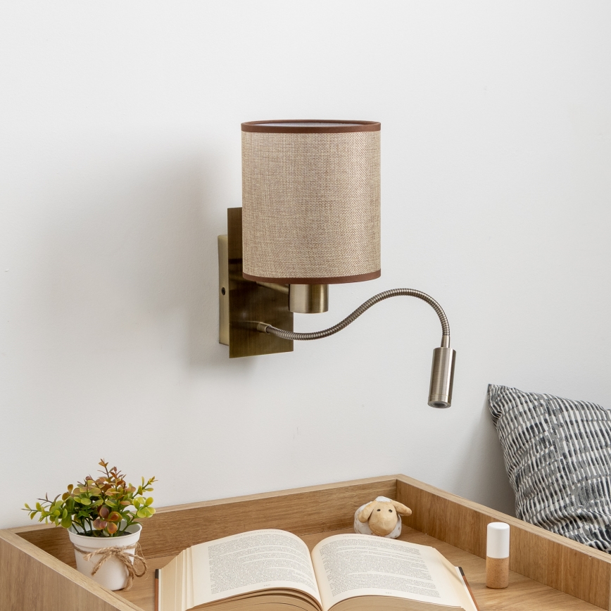 Brilagi - LED Aplique flexible NUBILA 1xE27/25W/230V + LED/3W latón/marrón