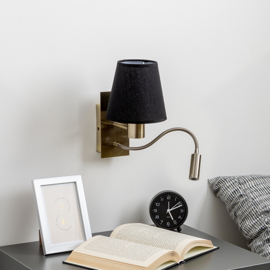 Brilagi - LED Aplique flexible NUBILA 1xE27/25W/230V + LED/3W latón/negro