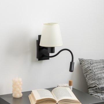 Brilagi - LED Aplique flexible NUBILA 1xE27/25W/230V + LED/3W negro/color crema