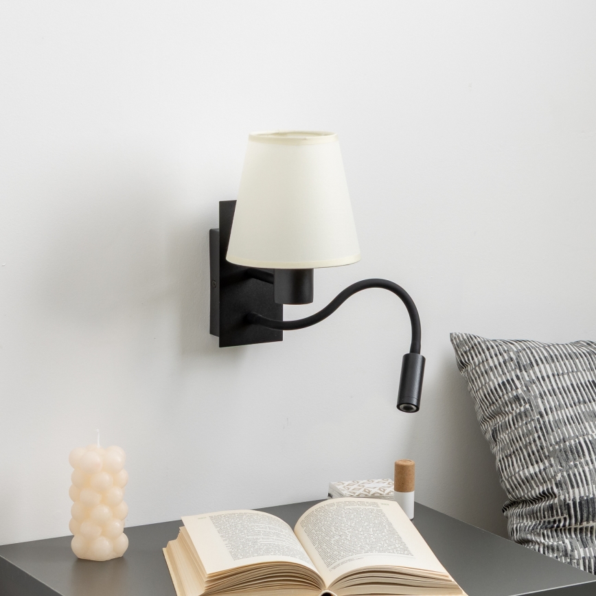 Brilagi - LED Aplique flexible NUBILA 1xE27/25W/230V + LED/3W negro/color crema