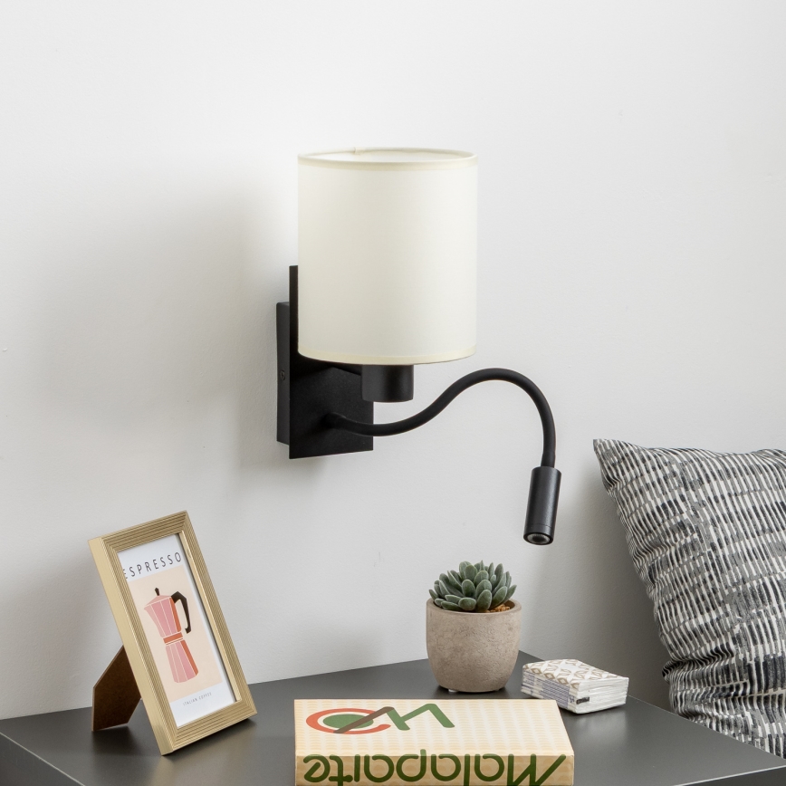 Brilagi - LED Aplique flexible NUBILA 1xE27/25W/230V + LED/3W negro/color crema