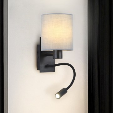Brilagi - LED Aplique flexible NUBILA 1xE27/25W/230V + LED/3W negro/gris