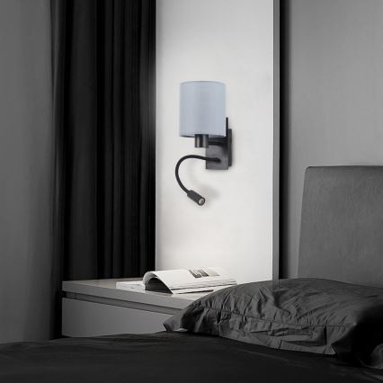 Brilagi - LED Aplique flexible NUBILA 1xE27/25W/230V + LED/3W negro/gris