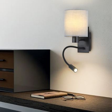Brilagi - LED Aplique flexible NUBILA 1xE27/25W/230V + LED/3W negro/gris