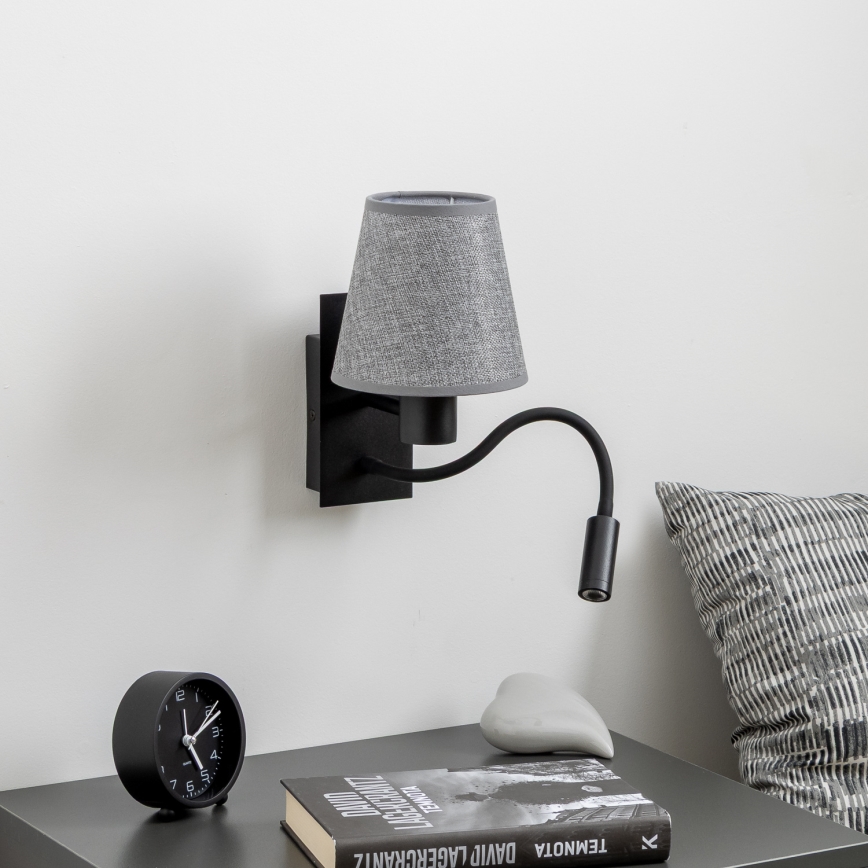 Brilagi - LED Aplique flexible NUBILA 1xE27/25W/230V + LED/3W negro/gris