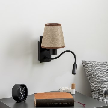 Brilagi - LED Aplique flexible NUBILA 1xE27/25W/230V + LED/3W negro/marrón