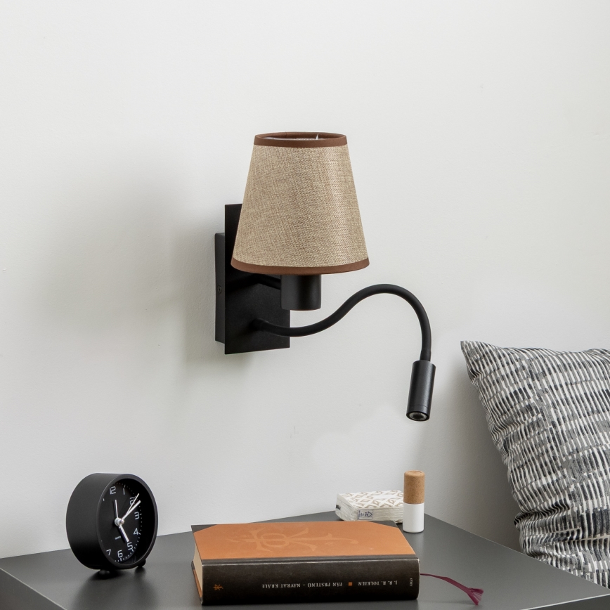 Brilagi - LED Aplique flexible NUBILA 1xE27/25W/230V + LED/3W negro/marrón