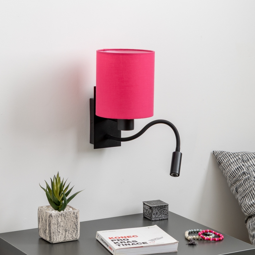 Brilagi - LED Aplique flexible NUBILA 1xE27/25W/230V + LED/3W negro/rosa