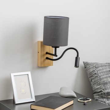 Brilagi - LED Aplique flexible NUBILA WOOD 1xE27/25W/230V + LED/3W roble/antracita