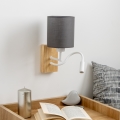 Brilagi - LED Aplique flexible NUBILA WOOD 1xE27/25W/230V + LED/3W roble/antracita