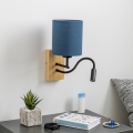 Brilagi - LED Aplique flexible NUBILA WOOD 1xE27/25W/230V + LED/3W roble/azul oscuro