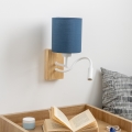 Brilagi - LED Aplique flexible NUBILA WOOD 1xE27/25W/230V + LED/3W roble/azul oscuro