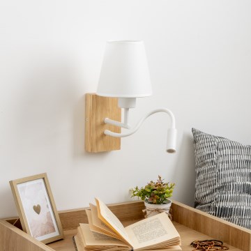 Brilagi - LED Aplique flexible NUBILA WOOD 1xE27/25W/230V + LED/3W roble/blanco
