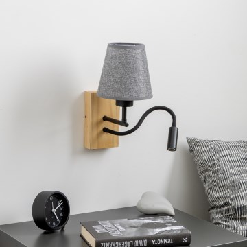 Brilagi - LED Aplique flexible NUBILA WOOD 1xE27/25W/230V + LED/3W roble/gris