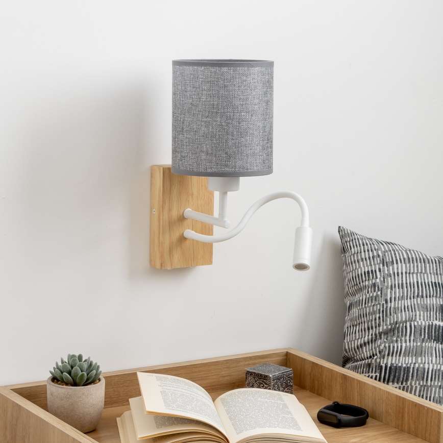 Brilagi - LED Aplique flexible NUBILA WOOD 1xE27/25W/230V + LED/3W roble/gris