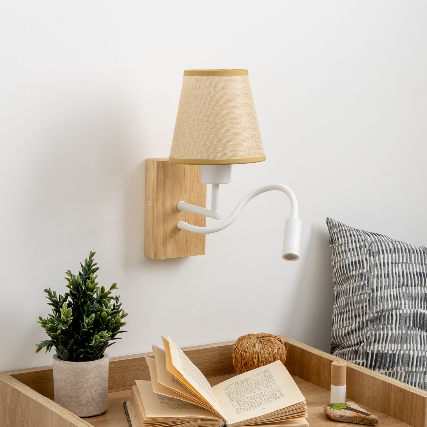 Brilagi - LED Aplique flexible NUBILA WOOD 1xE27/25W/230V + LED/3W roble/marrón claro