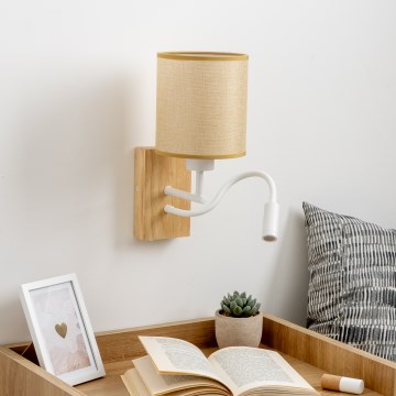 Brilagi - LED Aplique flexible NUBILA WOOD 1xE27/25W/230V + LED/3W roble/marrón claro