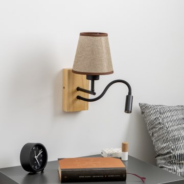Brilagi - LED Aplique flexible NUBILA WOOD 1xE27/25W/230V + LED/3W roble/marrón