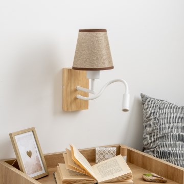 Brilagi - LED Aplique flexible NUBILA WOOD 1xE27/25W/230V + LED/3W roble/marrón