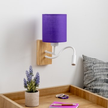 Brilagi - LED Aplique flexible NUBILA WOOD 1xE27/25W/230V + LED/3W roble/morado