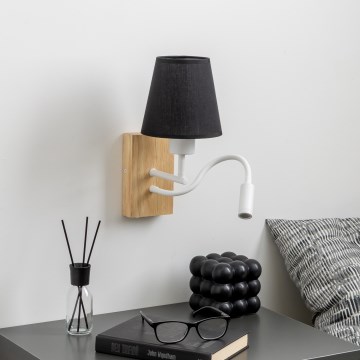 Brilagi - LED Aplique flexible NUBILA WOOD 1xE27/25W/230V + LED/3W roble/negro
