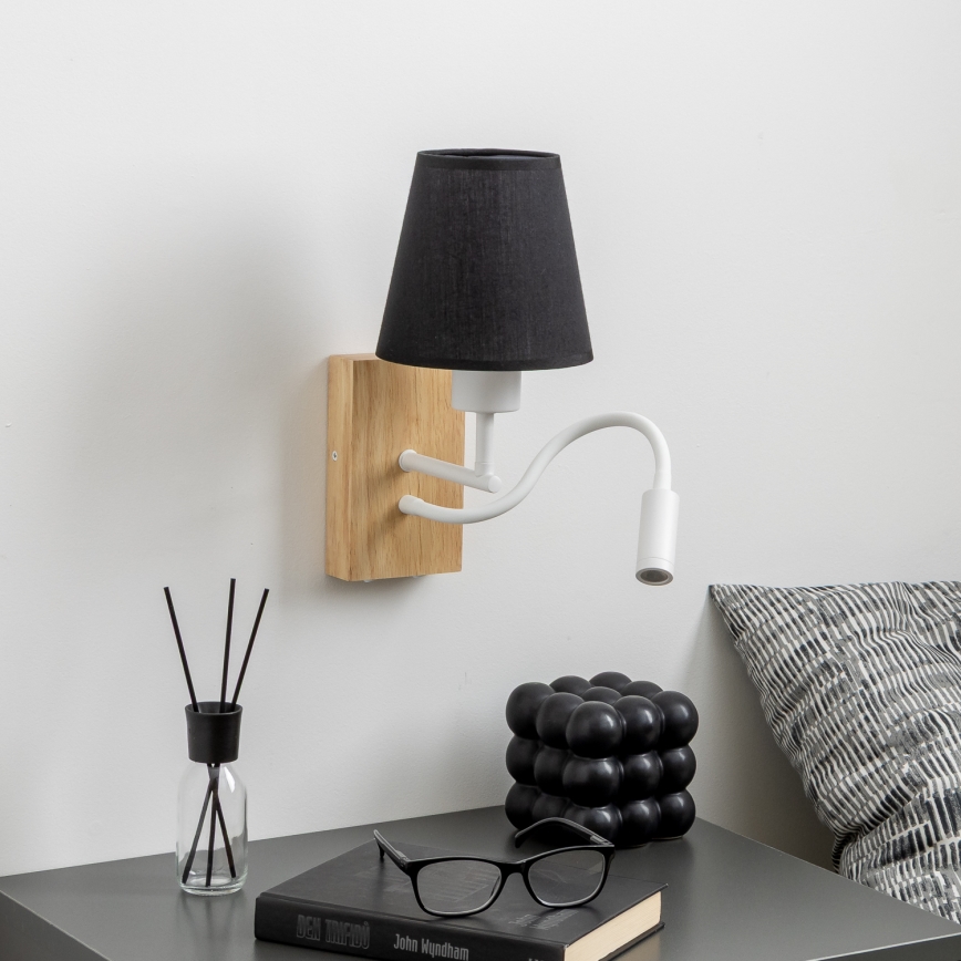 Brilagi - LED Aplique flexible NUBILA WOOD 1xE27/25W/230V + LED/3W roble/negro
