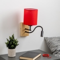 Brilagi - LED Aplique flexible NUBILA WOOD 1xE27/25W/230V + LED/3W roble/rojo