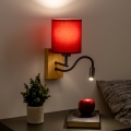 Brilagi - LED Aplique flexible NUBILA WOOD 1xE27/25W/230V + LED/3W roble/rojo pompeyano