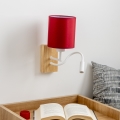 Brilagi - LED Aplique flexible NUBILA WOOD 1xE27/25W/230V + LED/3W roble/rojo pompeyano