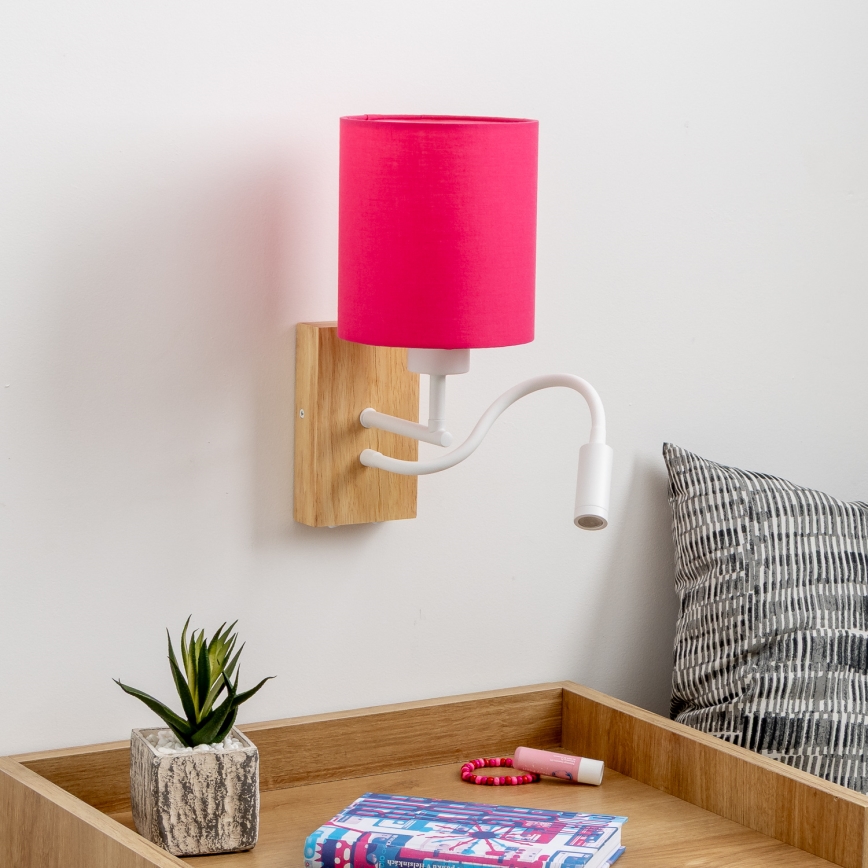 Brilagi - LED Aplique flexible NUBILA WOOD 1xE27/25W/230V + LED/3W roble/rosa