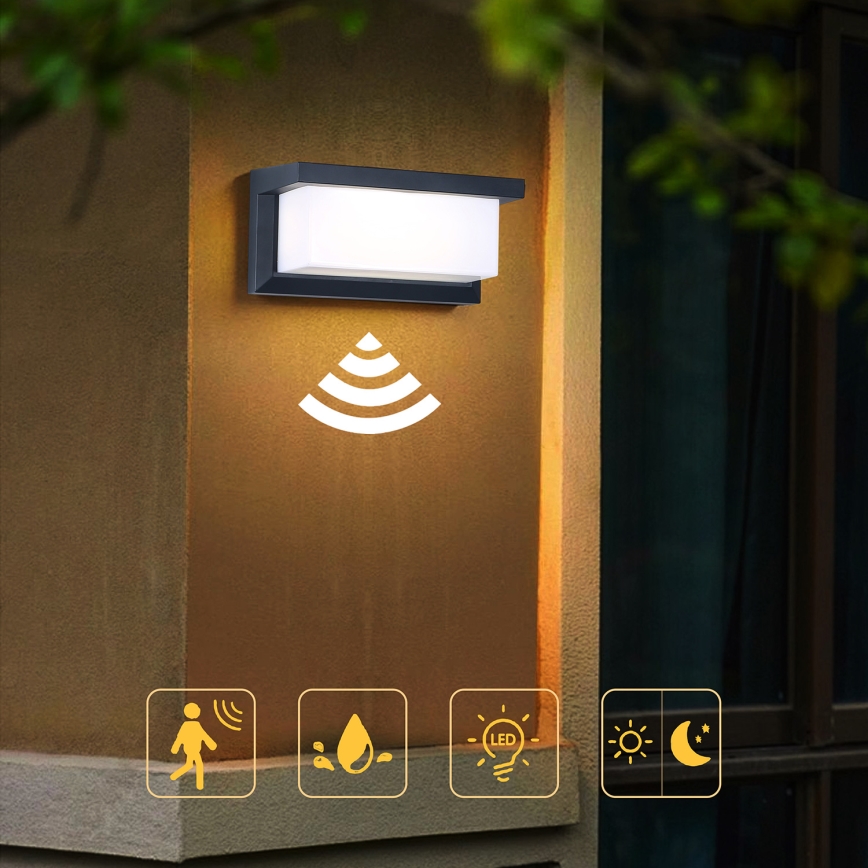 Brilagi - LED Aplique para exterior con sensor BRICKY LED/12W/230V antracita IP54