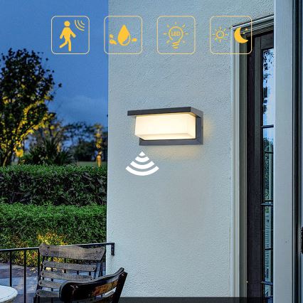 Brilagi - LED Aplique para exterior con sensor BRICKY LED/12W/230V antracita IP54