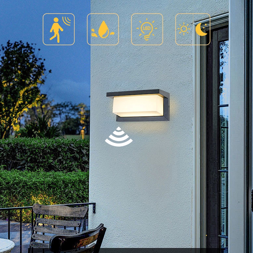 Brilagi - LED Aplique para exterior con sensor BRICKY LED/12W/230V antracita IP54