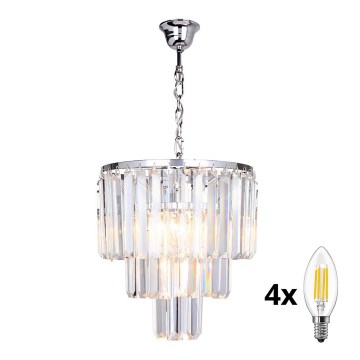 Brilagi - LED Lámpara colgante de cristal MOZART 4xE14/40W/230V cromo brillante