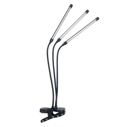 Brilagi - Lámpara de mesa LED regulable y flexible con pinza para cultivo de plantas VITABLOOM 3xLED/10W/230V negro