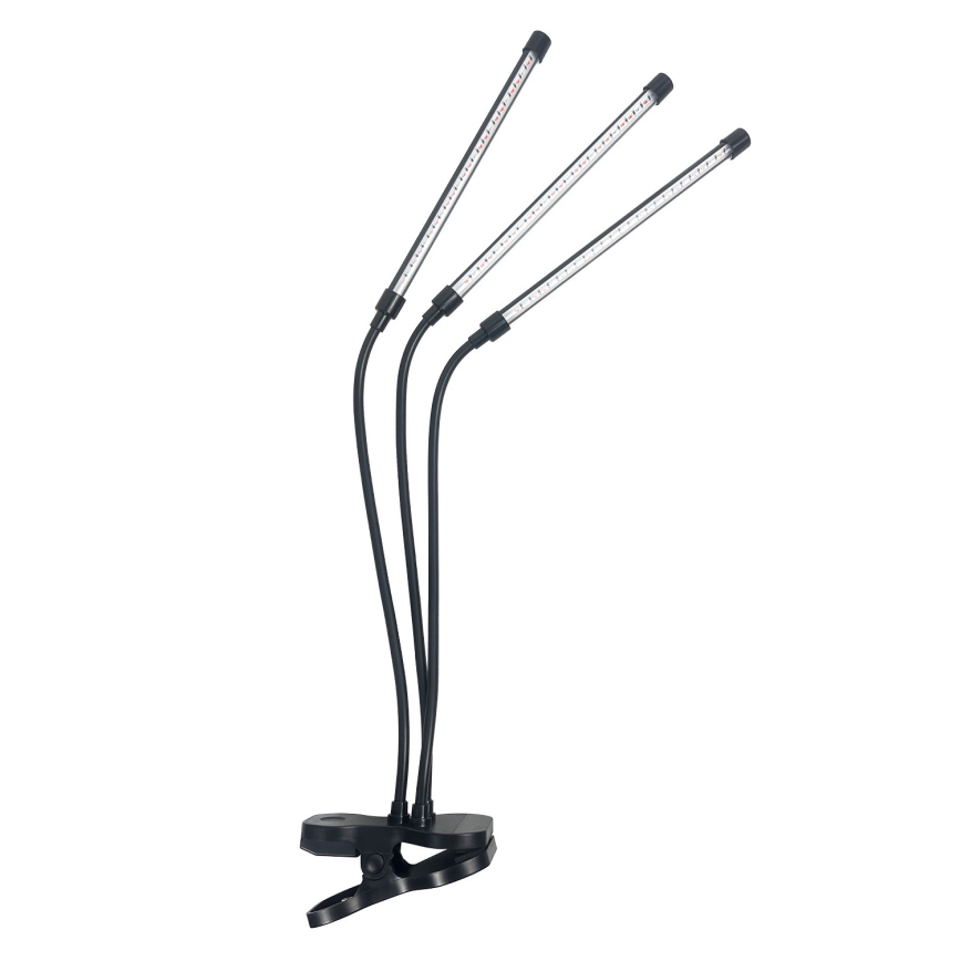Brilagi - Lámpara de mesa LED regulable y flexible con pinza para cultivo de plantas VITABLOOM 3xLED/10W/230V negro