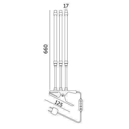 Brilagi - Lámpara de mesa LED regulable y flexible con pinza para cultivo de plantas VITABLOOM 3xLED/10W/230V negro
