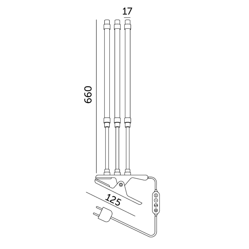 Brilagi - Lámpara de mesa LED regulable y flexible con pinza para cultivo de plantas VITABLOOM 3xLED/10W/230V negro