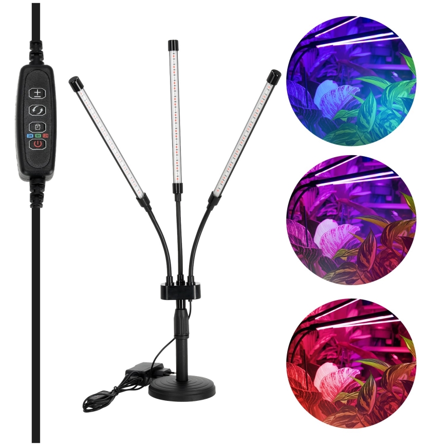 Brilagi - Lámpara de mesa flexible LED regulable para el cultivo de plantas VITABLOOM 3xLED/10W/230V negro