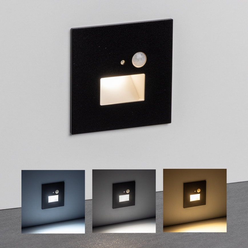 Brilagi - LED Luz de escaleras con sensor de movimiento JACK LED/1,5W/230V 3000K/4000K/6500K negro