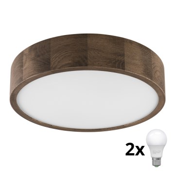 Brilagi - LED Plafón CARVALHO 2xE27/60W/230V roble diá. 37 cm