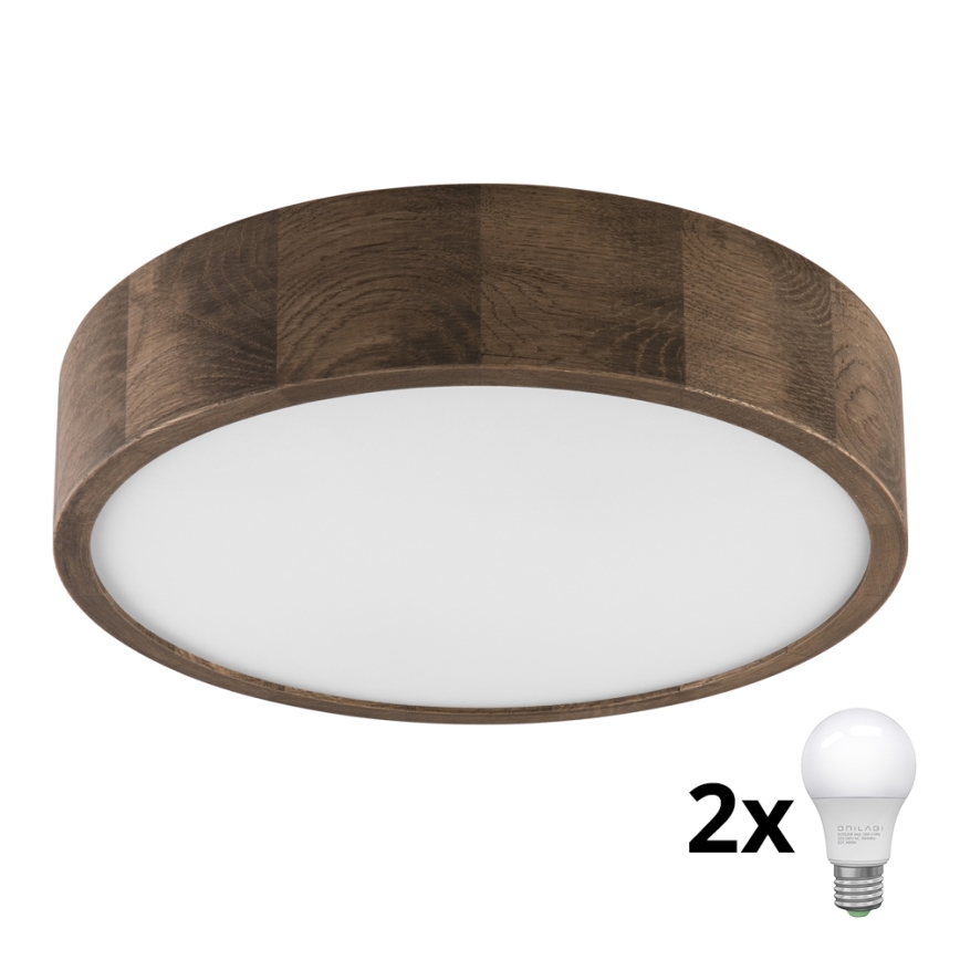 Brilagi - LED Plafón CARVALHO 2xE27/60W/230V roble diá. 37 cm
